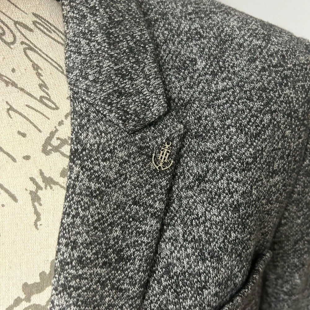 Tommy Hilfiger Charcoal Knit Blazer with Black Suede Elbow Patches. Sz 12 - Picture 2 of 4